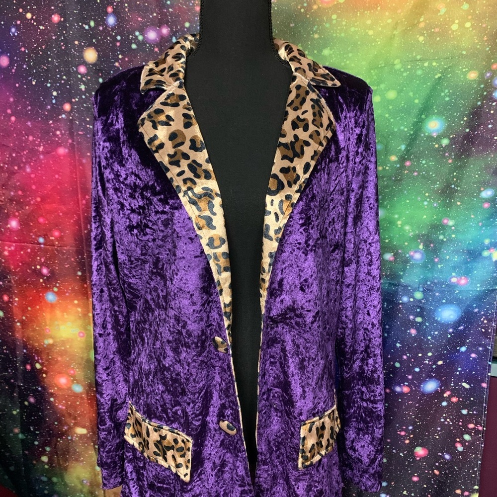 Spirit Purple Blazer with Leopard Trim